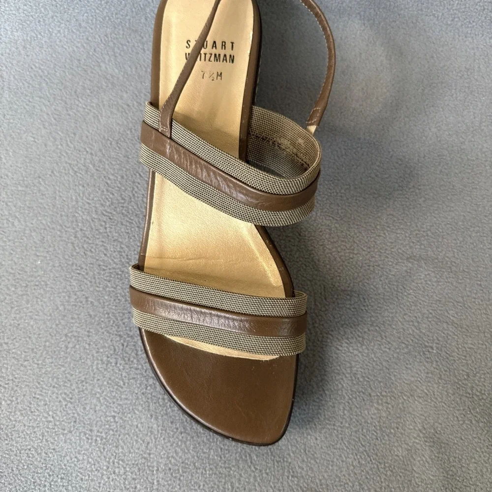 Stuart Weitzman Wedge Sandals Womens 7.5‎ Brown Slingback 2